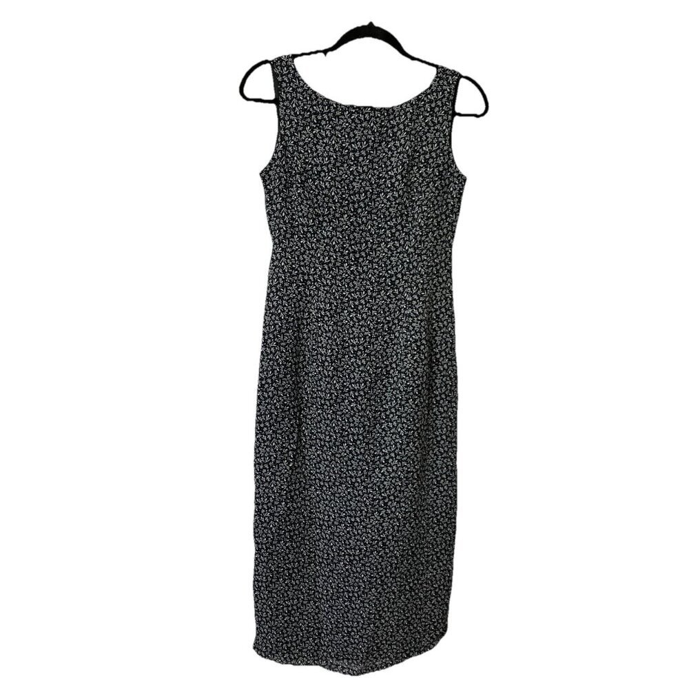 Vintage Braemar Midi Dress Womens 2 Petite Black Ditsy Floral 90s Grunge‎